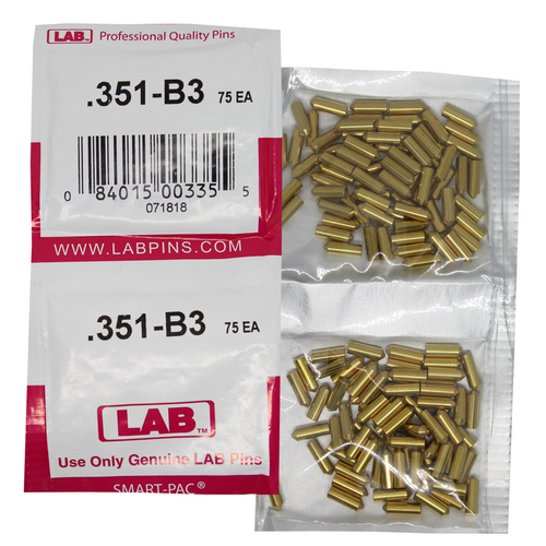 LAB 351B .351 Brass Bottom Pin, Color-Coded, .115 Dia, Crown .003, Smart Pack 150 Pins