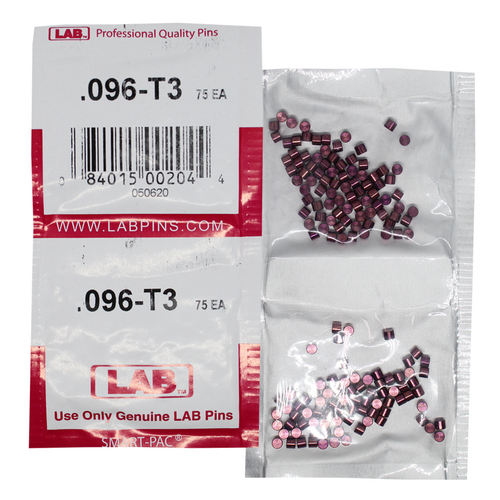 LAB 096T .096 Color-Coded Brass Top Pin, .115 Diameter, Crown .003, Smart Pack 150 Pins