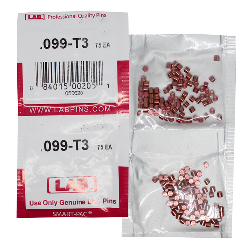 LAB 099T .099 Color-Coded Brass Top Pin, .115 Dia, Crown .003, Smart Pack 150 Pins