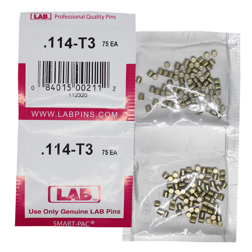 LAB 114T .114 Color-Coded Brass Top Pin, .115 Dia, Crown .003, Smart Pack 150 Pins