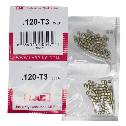 LAB 120T .120 Color-Coded Top Pin, Brass Alloy, .115 Dia, Universal, Smart Pack 150 Pins