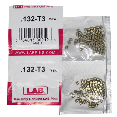 LAB 132T .132 Top Pin, Color-Coded Brass Alloy, .115 Dia, Crown .003, Smart Pack 150 Pins