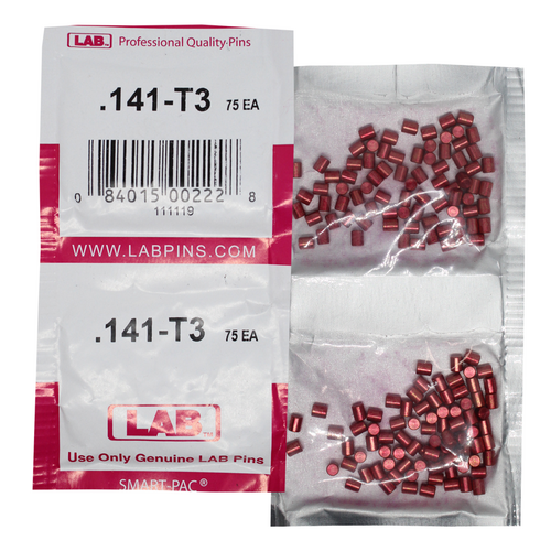 LAB 141T .141 Color-Coded Top Pin, Brass Alloy, .115 Dia, Crown .003, Smart Pack 150 Pins