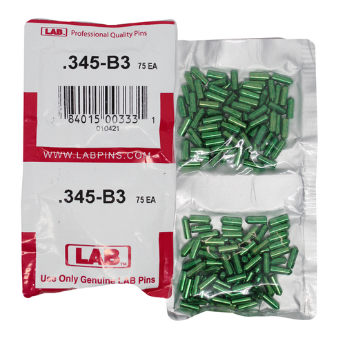 LAB 345B .345 Color-Coded Brass Bottom Pin, .115 Dia, Crown .003/.005, Smart Pack 150