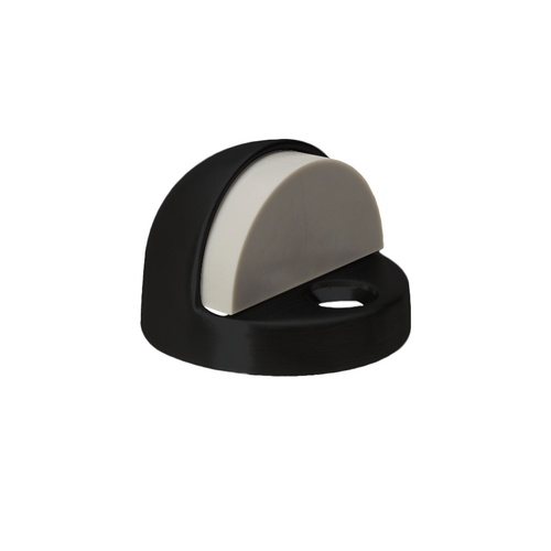 Rockwood 443 BSP Dome Floor Stop, 1/2in x 1-7/8in Base, Solid Brass, Rubber Bumper, Black Suede