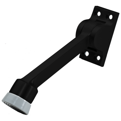 Rockwood 461L BSP 5in Kickdown Holder, Solid Brass with Rubber Bumper, Black Suede Coat