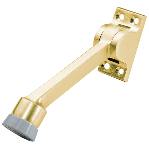 Rockwood 461L US3 5in Kickdown Holder, Solid Cast Brass with Rubber Bumper, 605/US3 Bright Brass