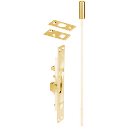 Rockwood 555 US3 Manual Flush Bolt w/12in Rod for Metal Doors, Fire Rated 3 Hours, Bright Brass