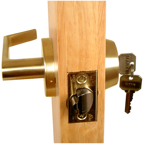 Marks Hardware 145KL/3-E11 Single Cylinder Gate Lock, Marks C Keyway, 6 Pin, 2-3/8in Backset, Bright Brass
