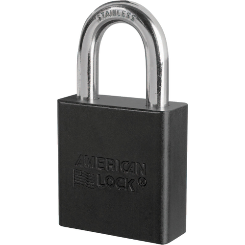 American Lock A1205KD BLK Padlock 1-1/8in Shackle Aluminum Black Keyed Different
