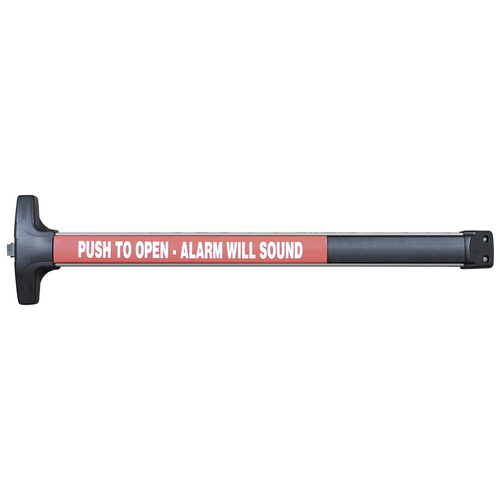Detex V40EB-W-LD-628-48 Weatherized Alarmed Rim Exit Device, 48in, 9VDC, Satin Aluminum