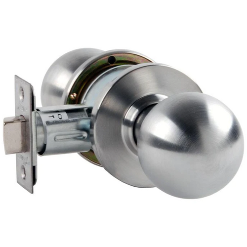 Arrow Lock MK01BD26D-2 3/4 BS Passage Ball Knob, 2-3/4in Backset, Grade 2, 626/US26D Satin Chrome