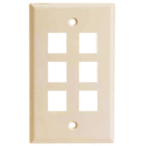 Wavenet FP06PIV-25PK Faceplate 6 Keystone (25 Pack) - Ivory
