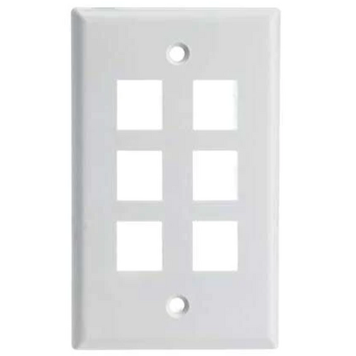 Wavenet FP06PWH-25PK Faceplate 6 Keystone (25 Pack) - White