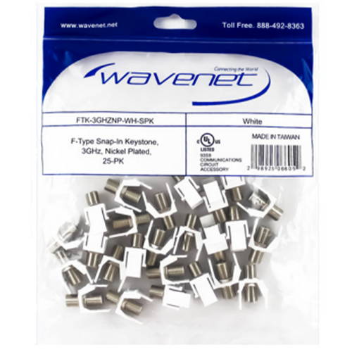 Wavenet FTK-3GHZNPWH-25PK F-Type Keystone (25 Pack) - White