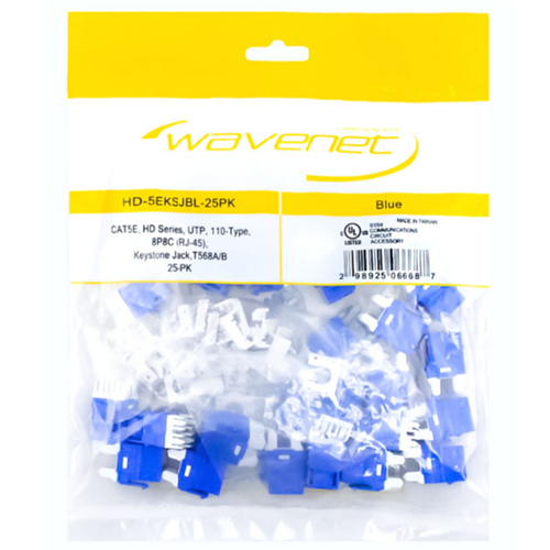 Wavenet HD-5EKSJBL-25PK Cat5E Keystone Jacks (25 Pack) - Blue