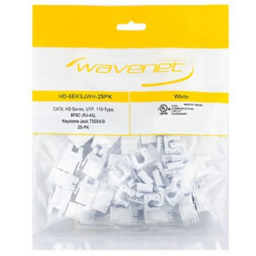 Wavenet HD-6EKSJWH-25PK Cat6 Keystone Jacks (25 Pack) - White