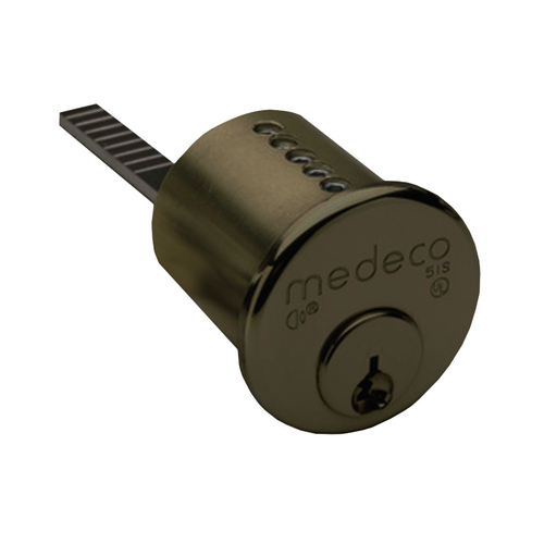 Medeco 100400H-T-24-DL-P M3 Rim Cylinder 6-Pin, DL Keyway, Pinned with 2 Keys, Dark Bronze/Clear Coat 24