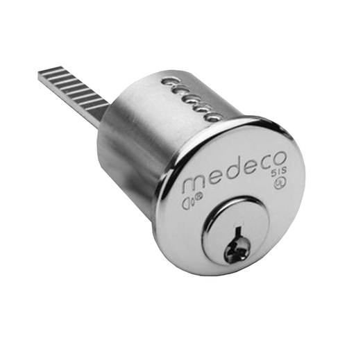 Medeco 100400H-T-26-DL-S KIT - M3 Rim Cylinder 6-Pin, DL Keyway, Sub-Assembled, Satin Chrome 26