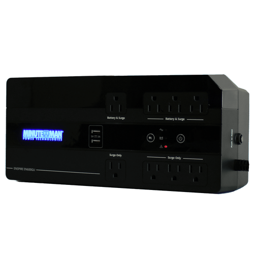 Minuteman EN450G Enspire G 450VA UPS, 250W Load, Surge Protection, 8 Outlets