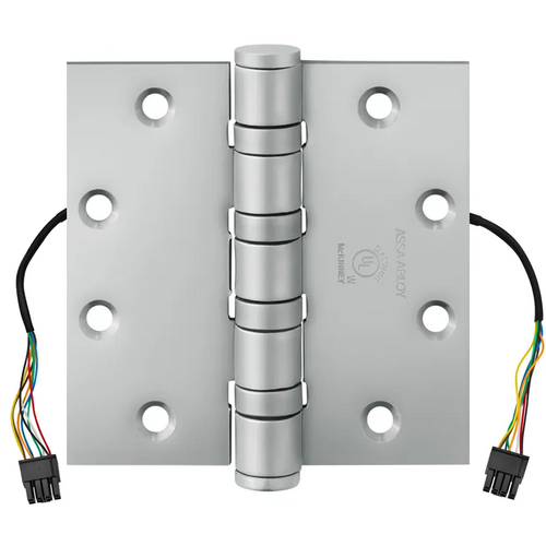 McKinney T4A3786 4.5 X 4.5 US26D QC8 QC Electrified 8 Wire 5-Knuckle Hinge, 4.5in x 4.5in, Satin Chrome, Heavy Weight