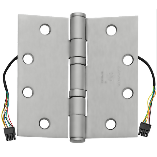 McKinney T4A3786 5.0 X 4.5 US26D QC8 QC Electrified 8 Wire 5-Knuckle Hinge, 5x4.5in, Steel Base, Satin Chrome
