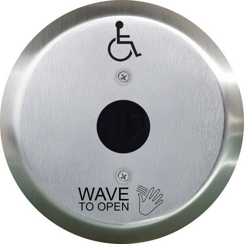 Camden CM-336-42R Hands-Free Wireless Switch, Battery-Powered, 6in Round, Stainless Steel Faceplate