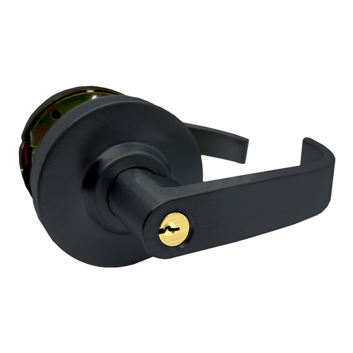 Arrow Lock RLX12BRR-BSP-CS-2 3/4 BS Schlage Broadway Lever, C Keyway, 2-3/4in Backset, Grade 2, Black Suede