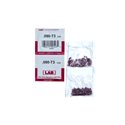 LAB 090T .090 Color-Coded Brass Top Pin, .115 Dia, Crown .003/.005, Smart Pack 150 Pins