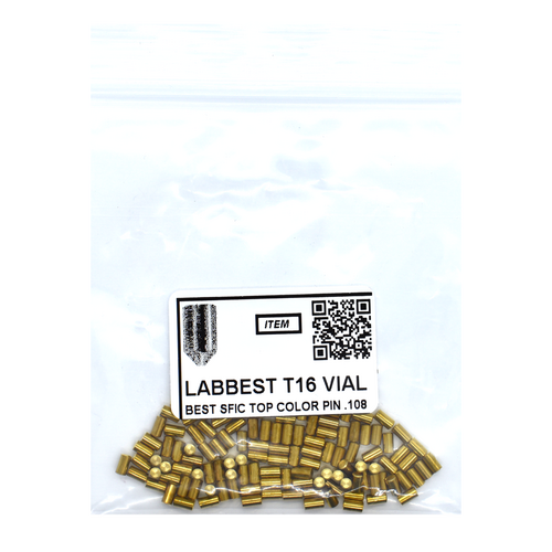 LAB BEST T16 VIAL 16T Universal SFIC Top Pins .200, .108 Brass, Color-Coded, 100 Pins Vial