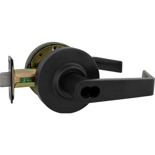 Arrow Lock RLX81SR-BSP-IC-2 3/4 BS Sierra Lever Entry Lock, SFIC Less Core, 2-3/4in Backset, Grade 2, Black Suede