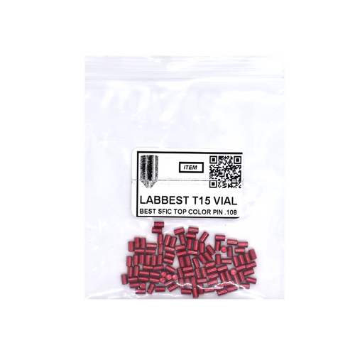LAB BEST T15 VIAL 15T Universal SFIC Top Pins, .187 Size, Color-Coded Brass, 100 Pins
