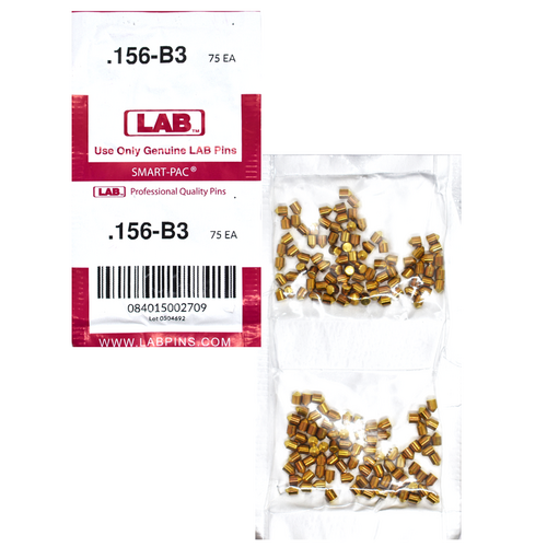 LAB 156B .156 Brass Bottom Pin, Color-Coded, .115 Dia, Crown .003, Smart Pack 150 Pins