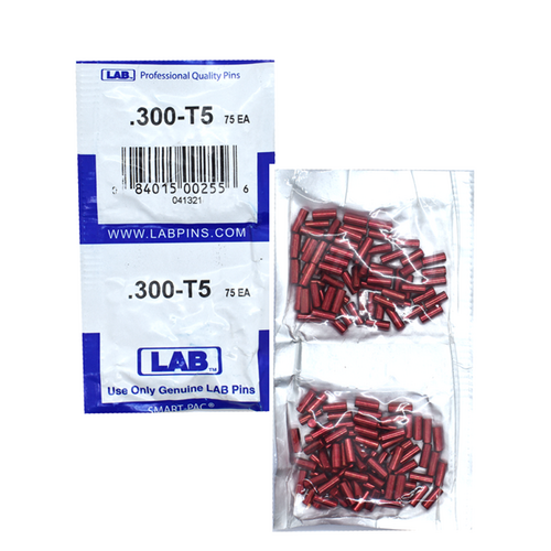 LAB 5300T-SP .300 Top Pin, Color-Coded Brass Alloy, .115 Dia, Crown .005, Smart Pack 150 Pins