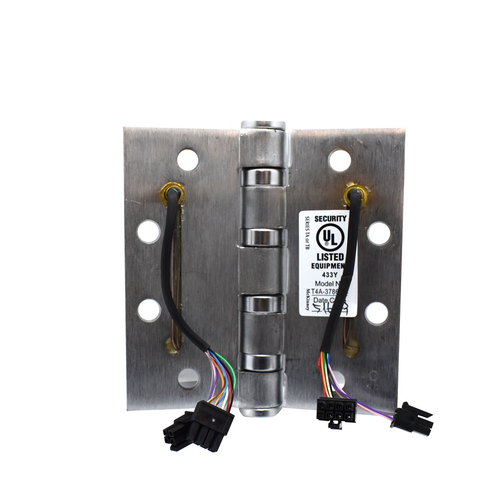 McKinney T4A3786 4.5 X 4.5 US26D QC12 QC Electrified 12 Wire 5-Knuckle Hinge, 4.5in x 4.5in, Satin Chrome