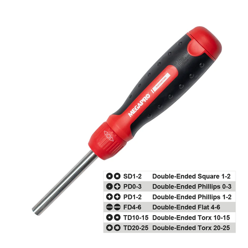 Megapro 211R2C36RD Ratcheting 13-1 Multi-Bit Screwdriver
