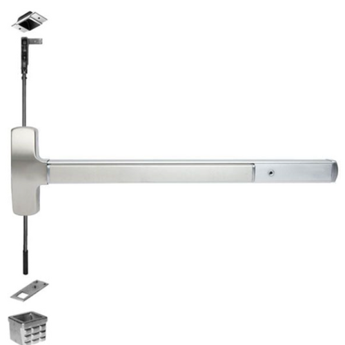 Falcon Lock 25C-EO-US32D-48X96 CVR Concealed Vertical Rod Exit Device, 48in x 96in, Hex Dogging, Grade 1