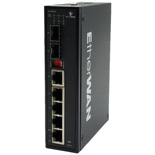 EtherWAN EX42395AT Hardened 4-Port Gigabit PoE Ethernet Switch with 2-Port Combo RJ45/SFP