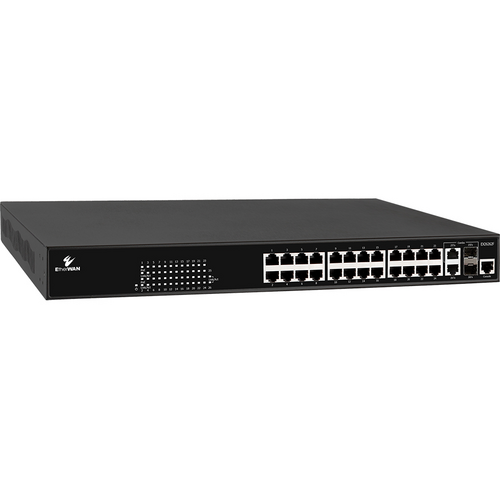EtherWAN EX26262F Managed 24-Port Gigabit PoE + 2-Port 100/1000 SFP Combo Ethernet Switch