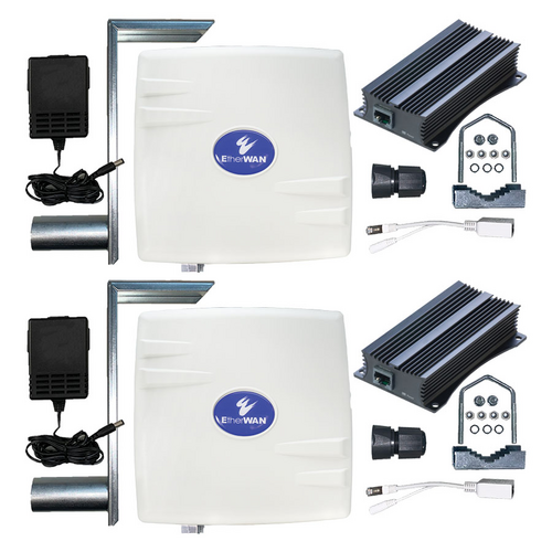 EtherWAN EASYLINK-PRO-US Wireless Bridge Kit - 2 x 867 Mbps Units, Power Supplies PoE Injectors