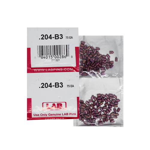 LAB 204B .204 Brass Alloy Bottom Pin, Color-Coded, .115 Dia, Crown .003, Smart Pack 150