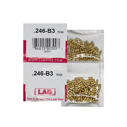 LAB 246B .246 Brass Bottom Pin, Color-Coded, .115 Dia, Crown .003, Smart Pack 150 Pins
