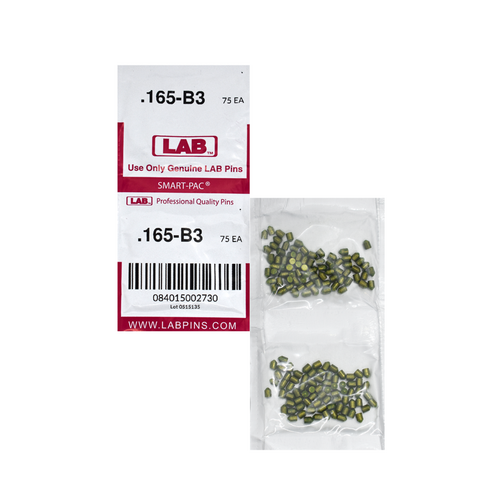 LAB 165B .165 Brass Bottom Pin, Color-Coded, .115 Dia, Crown .003/.005, Smart Pack 150