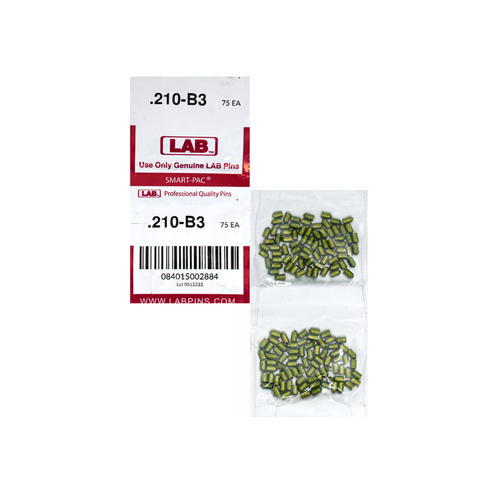 LAB 210B .210 Brass Bottom Pin, Color-Coded, .115 Dia, Crown .003, Smart Pack 150 Pins