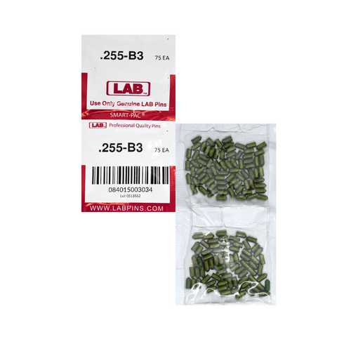 LAB 255B .255 Brass Bottom Pin, Color-Coded, .115 Diameter, Smart Pack 150 Pins