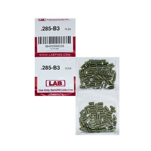 LAB 285B .285 Brass Bottom Pin, Color-Coded, .115 Diameter, Smart Pack 150 Pins
