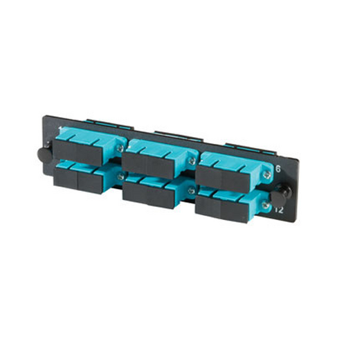 Ortronics OFP-SCD12LC Q-Series 12-Fiber SC-Duplex Multi-Mode Adapter Panel with Ceramic Sleeves, Aqua
