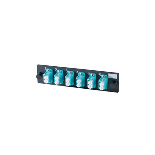 Ortronics OFP-LCD12LC Q-Series 12 Fiber LC-Duplex Multi-Mode Adapter Panel with Ceramic Sleeves, Aqua