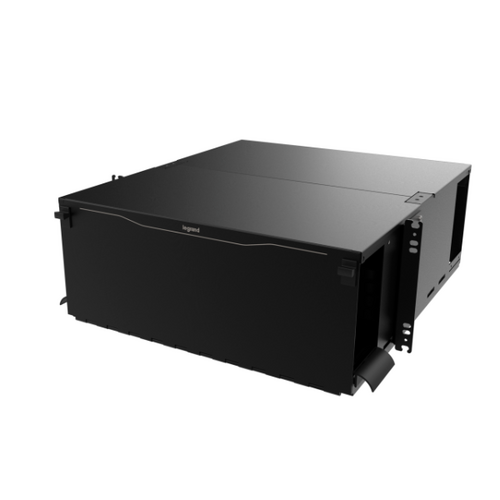 Ortronics EQ04U-CVC Q-Series 12 Panel Rack Mount Fiber Enclosure, 4U, Black, Accepts Cassettes