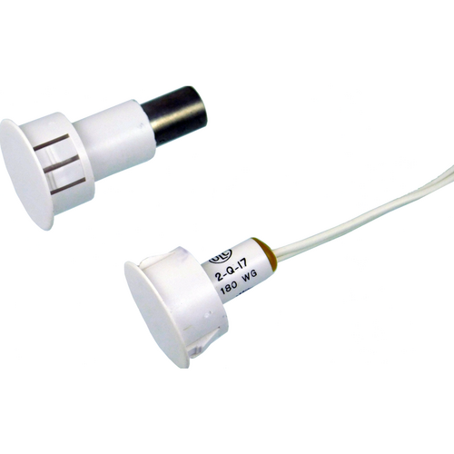 GRI 195-12WG-W 3/4in Recessed Magnetic Contact Switch Set, Wide Gap, 12in Leads, UL Listed, White